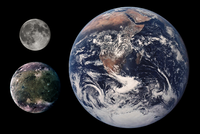 Gr&ouml;&szlig;envergleich Erdmond-Jupiter Mond-Ganymed-Erde